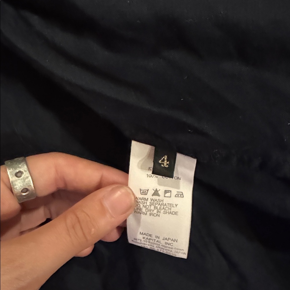 Kapital Shawl Collar Shirt, L, Navy - Picture 6 of 6